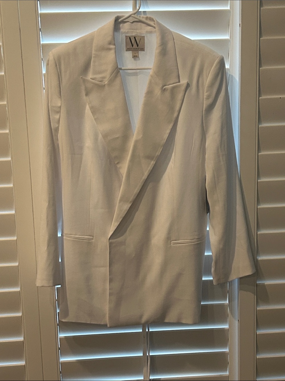 W by Worth Cream Single-Button Tailored Blazer